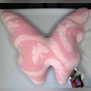 Pink Butterfly Accent Pillow - Plush Decorative Throw